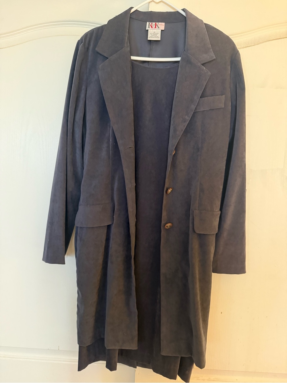 Classic Blue Sleeveless Shift Dress with Matching Long Jacket